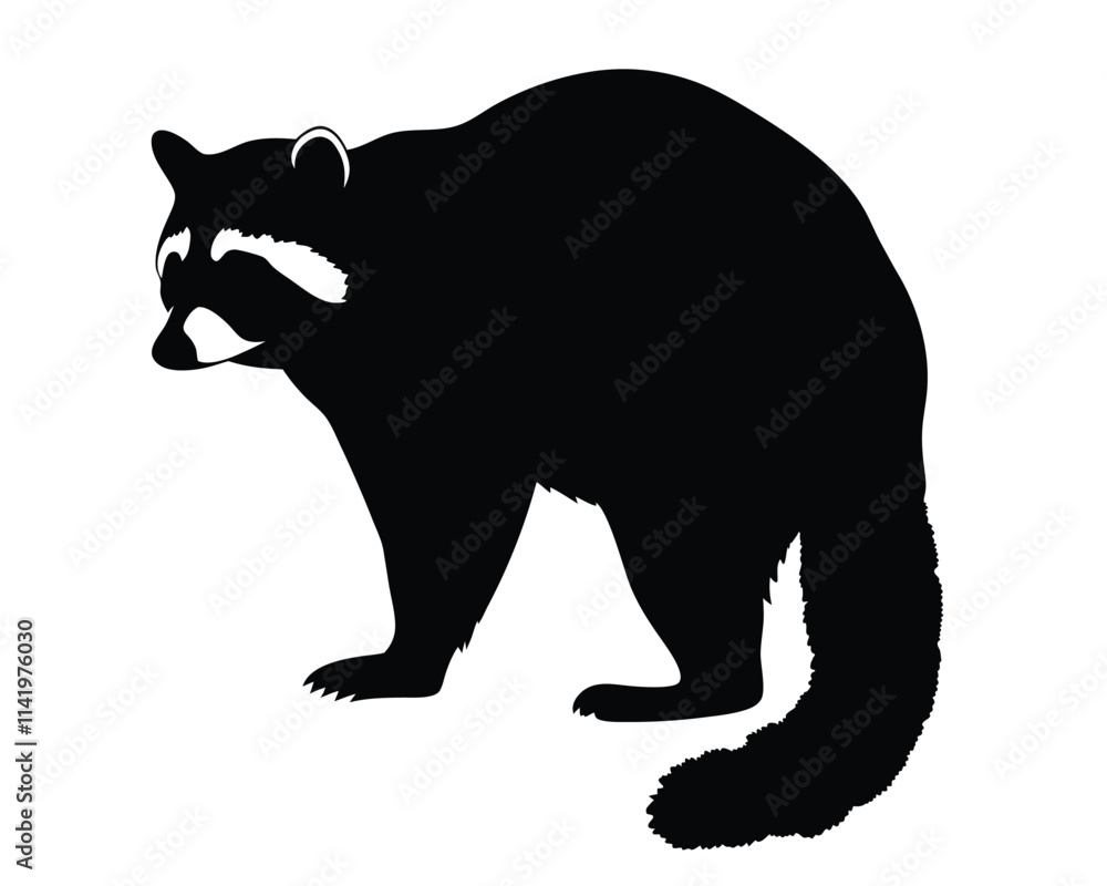 Fototapeta premium Raccoon vector silhouette illustration isolated on a white background