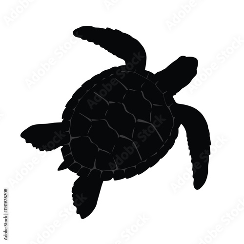 Sea turtle vector silhouette illustration isolated on a white background