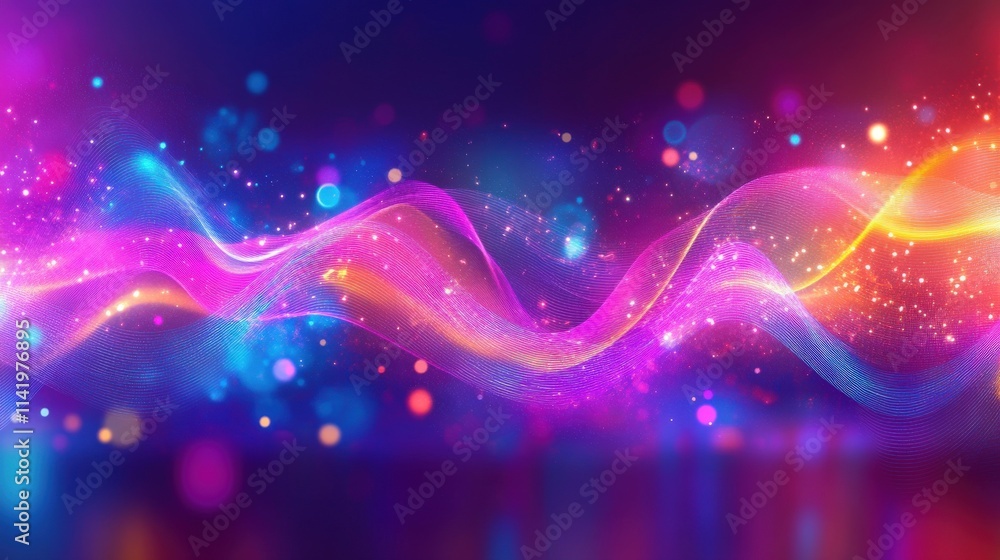 Abstract Colorful Wave Glowing With Sparkle Lights Abstract Colorful Wave Glowing With Sparkle Lights