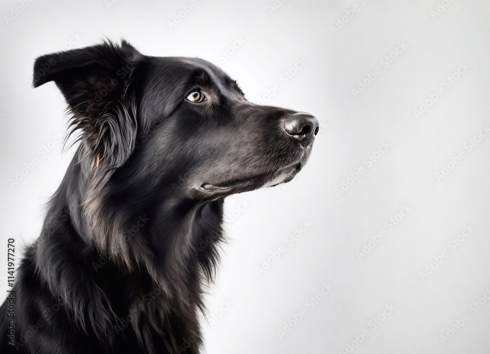 Fototapeta premium black dog on white background highly detailed