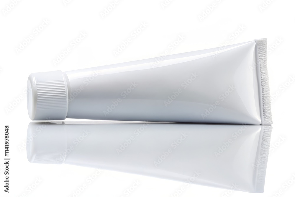 Blank White Cosmetic Tube Mockup: Product Packaging Design,  Paste Gel Container, Isolated Background