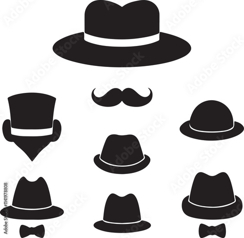 set of hats  Higher  Thin Line Icons