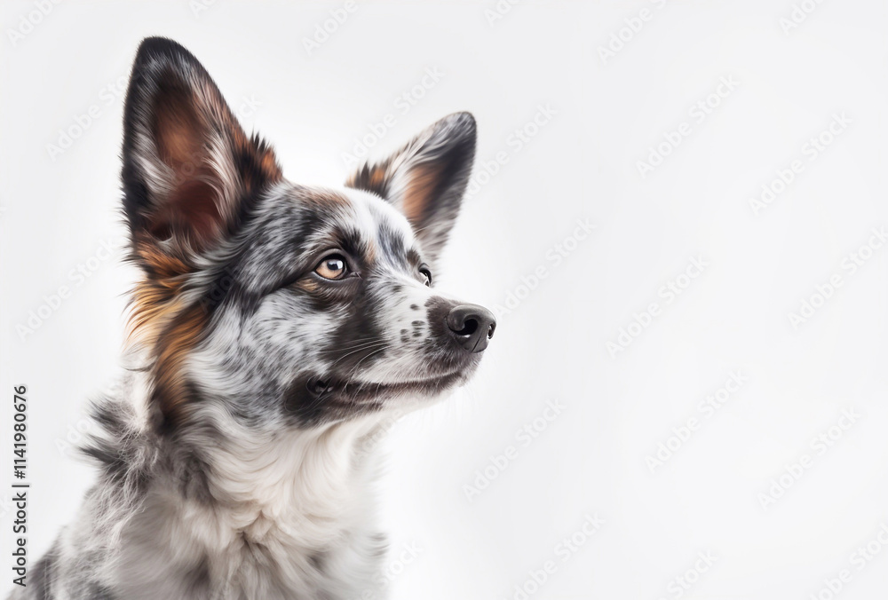dog on white background detailed fur dog on white background detailed fur