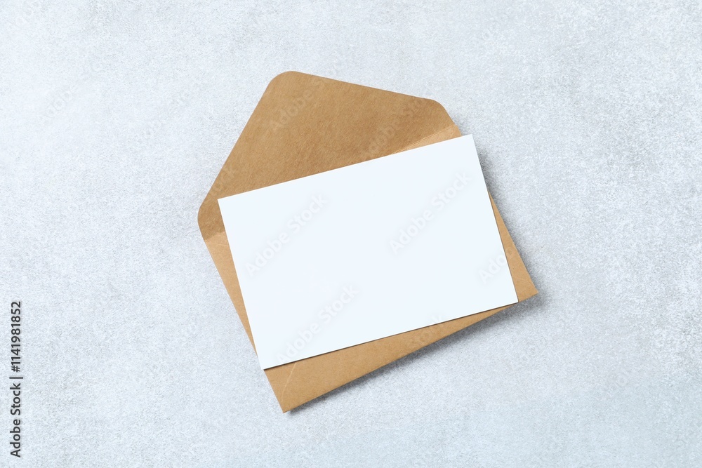 Greeting card mockup on gray background. Empty greeting card for text design