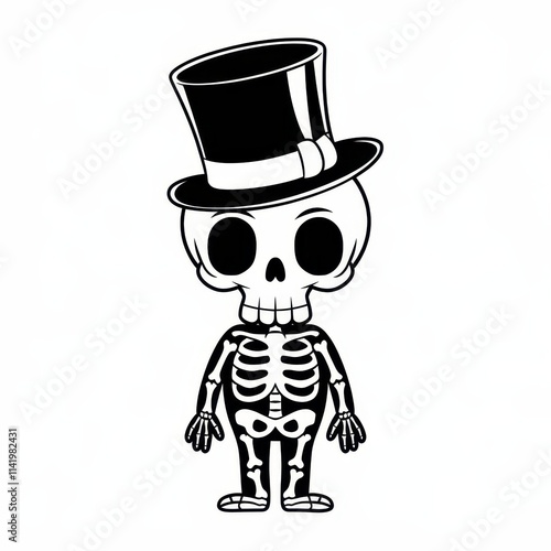 Cartoon Skeleton Wearing A Top Hat photo