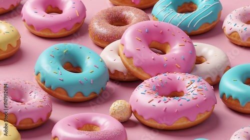 delicious 3D colorful donut. AI Generated.