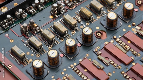 Close-up of Circuit Components Under Stereomicroscope