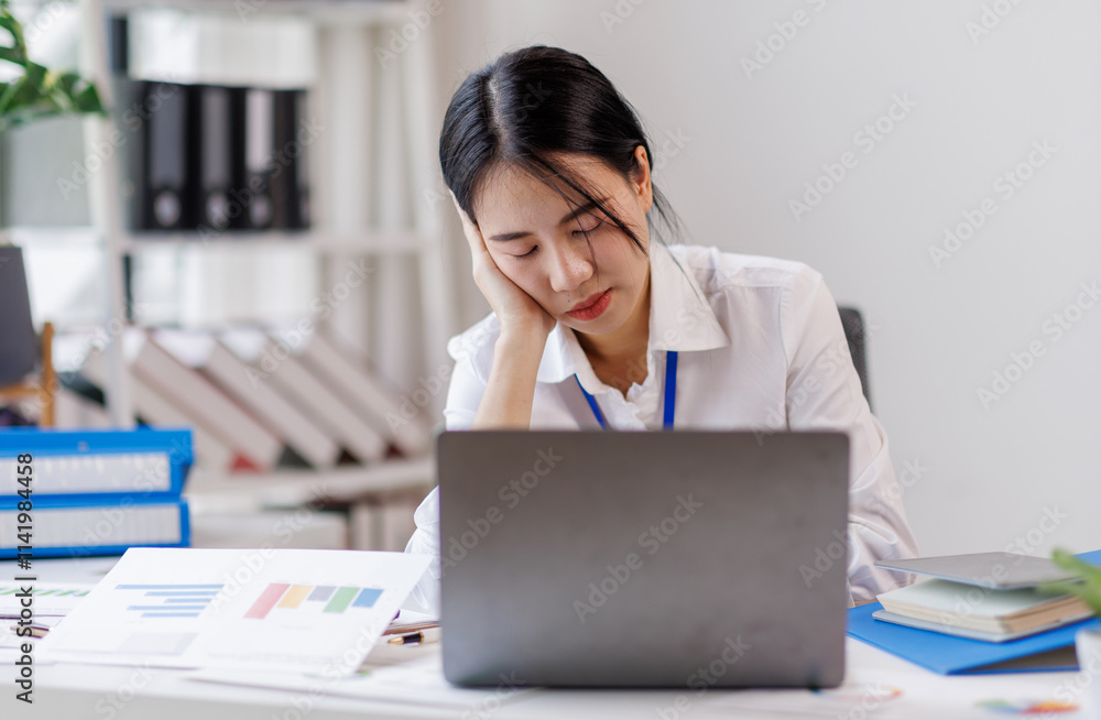 Tired young woman feel pain eye strain holding glasses rubbing dry irritated eyes fatigue from computer work, stressed woman suffer from headache bad vision sight problem sit at workplace using laptop Tired young woman feel pain eye strain holding glasses rubbing dry irritated eyes fatigue from computer work, stressed woman suffer from headache bad vision sight problem sit at workplace using laptop