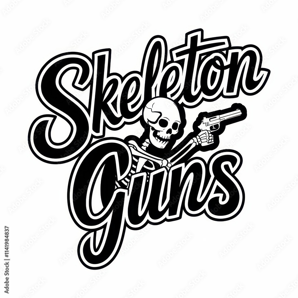 Skeleton Guns Design Featuring A Skull Holding A Pistol Skeleton Guns Design Featuring A Skull Holding A Pistol