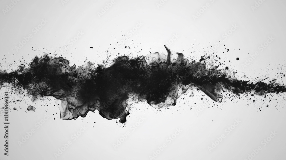 Black Ink Explosion: Abstract Art of Black Ink Exploding on White Background Black Ink Explosion: Abstract Art of Black Ink Exploding on White Background