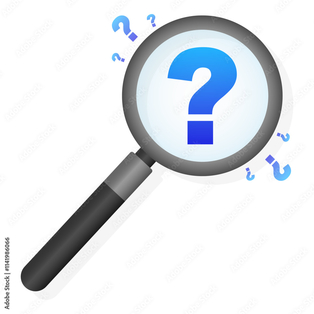 question mark and magnifying glass. Vector illustration question mark and magnifying glass. Vector illustration