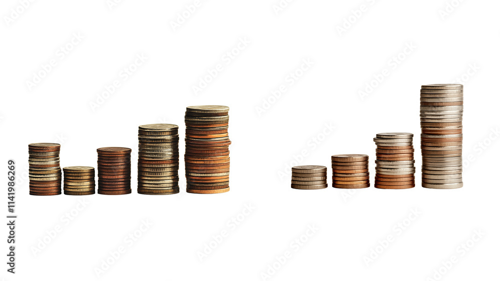 Golden coins stacked on a rising graph chart symbolize financial growth and investment success Golden coins stacked on a rising graph chart symbolize financial growth and investment success