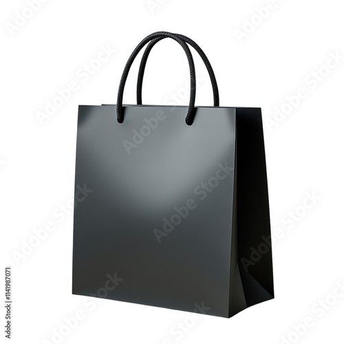 Creating minimal flat design of a plain black paper bag for eco-friendly shopping urban setting graphic presentation aesthetic approach photo