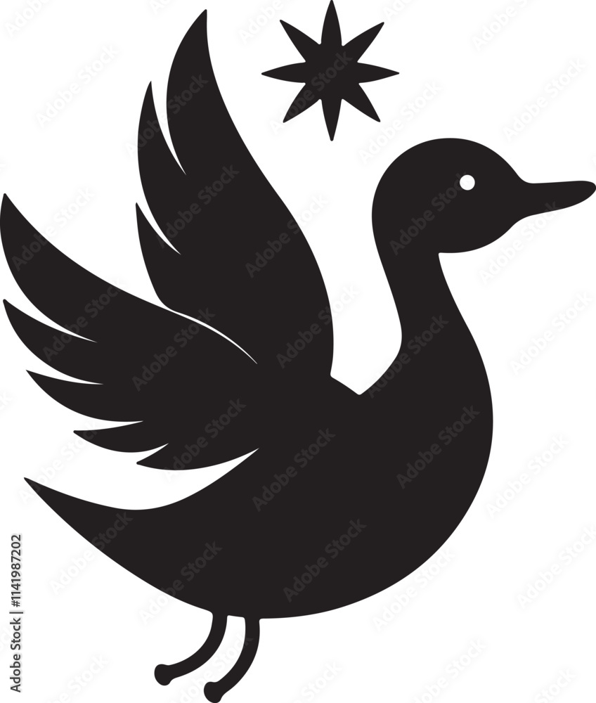 Fototapeta premium duck silhouette isolated on white