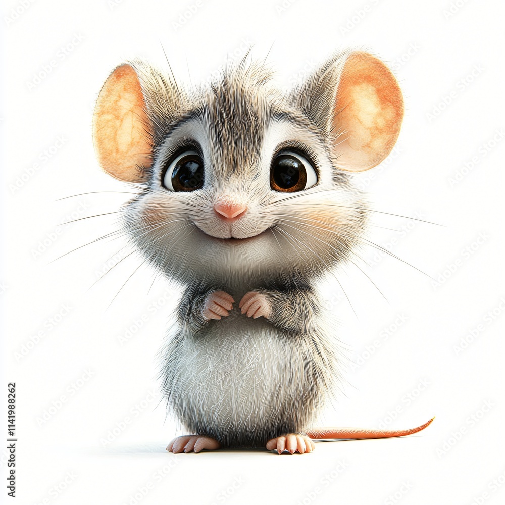 Adorable Cartoon Mouse Happy Cute Friendly Rodent Adorable Cartoon Mouse Happy Cute Friendly Rodent