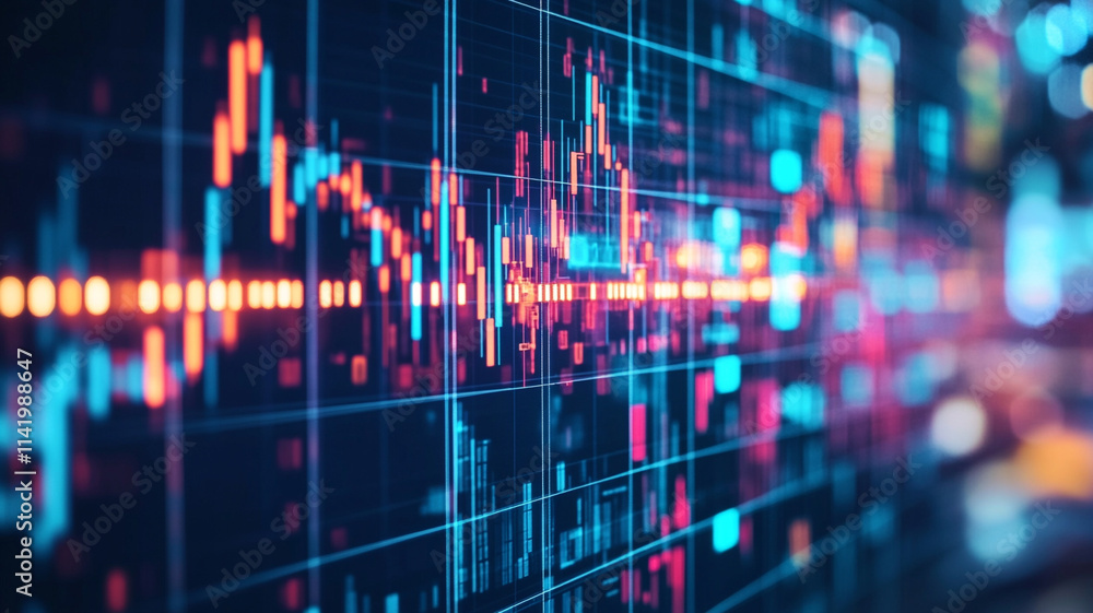 Financial Data Visualization: A dynamic and abstract representation of financial data, showcasing intricate patterns and fluctuating trends. Financial Data Visualization: A dynamic and abstract representation of financial data, showcasing intricate patterns and fluctuating trends.