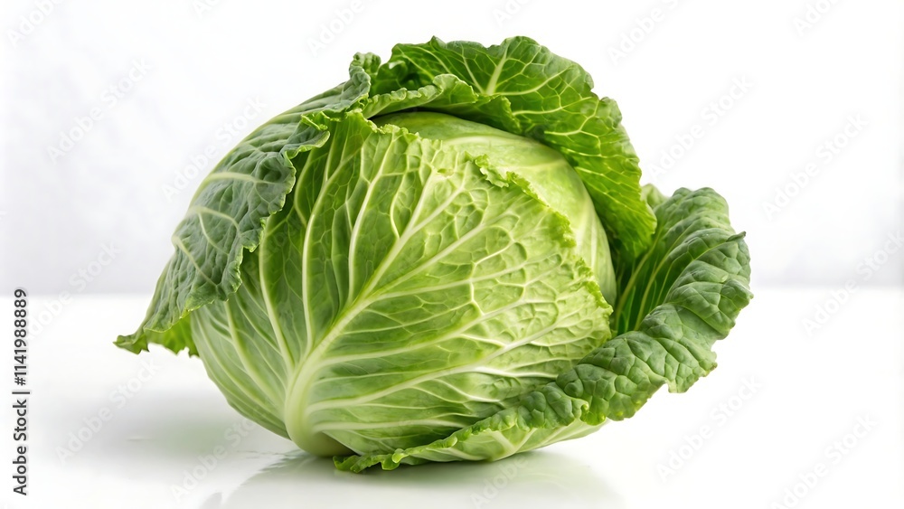 Fototapeta premium A fresh green cabbage isolated on a clean white background