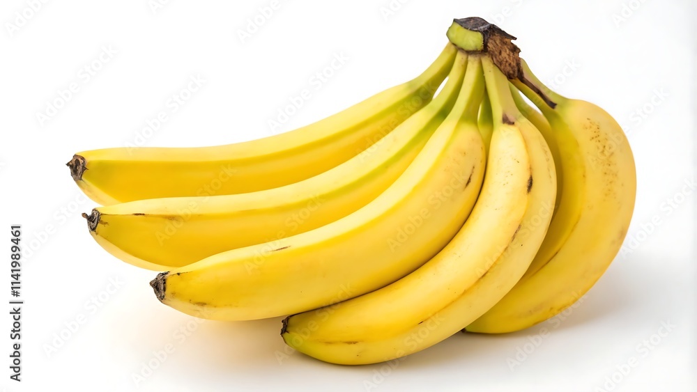 A bunch of ripe yellow bananas isolated on a clean white background A bunch of ripe yellow bananas isolated on a clean white background