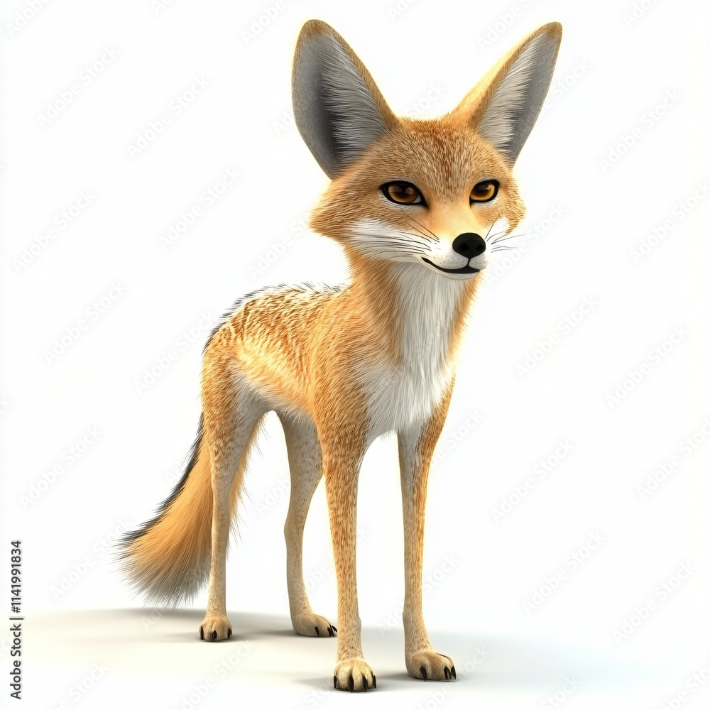 Obraz premium Fennec Fox Cute Desert Animal on White Background