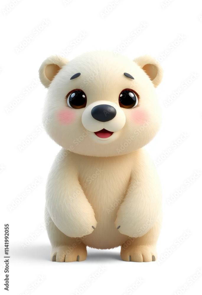3D Chibi Polar Bear Flashcards Clipart. Suitable for animal flashcard, alphabet flashcards, Montessori Flashcards. Isolated on white background 3D Chibi Polar Bear Flashcards Clipart. Suitable for animal flashcard, alphabet flashcards, Montessori Flashcards. Isolated on white background