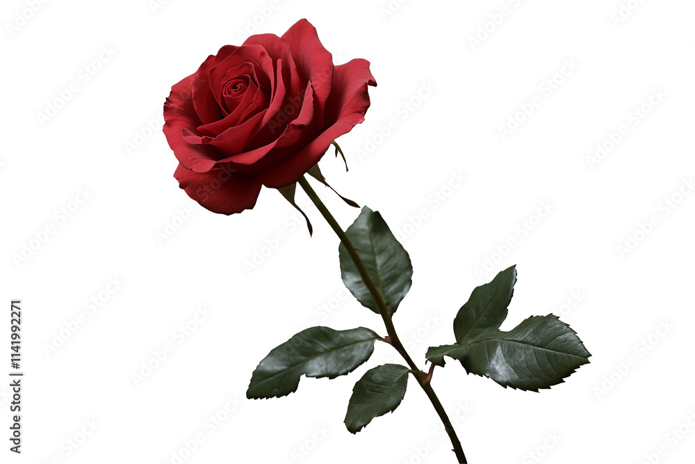 a red rose with green leaves a red rose with green leaves