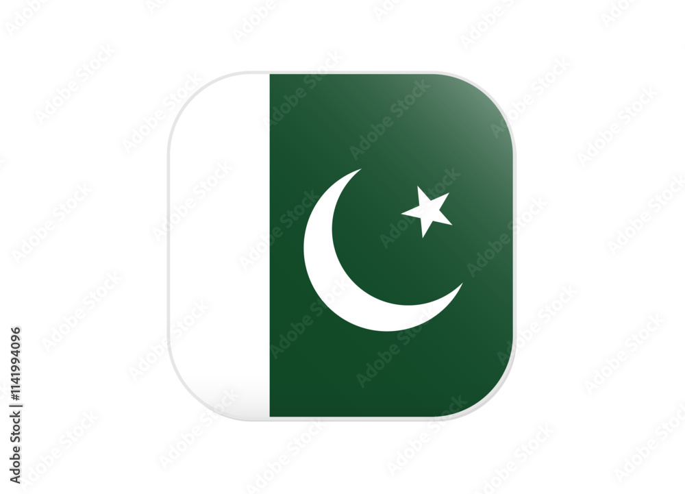 Islamic Republic of Pakistan Flag icon. Rounded square flag of Pakistan icon design, vector illustration Islamic Republic of Pakistan Flag icon. Rounded square flag of Pakistan icon design, vector illustration