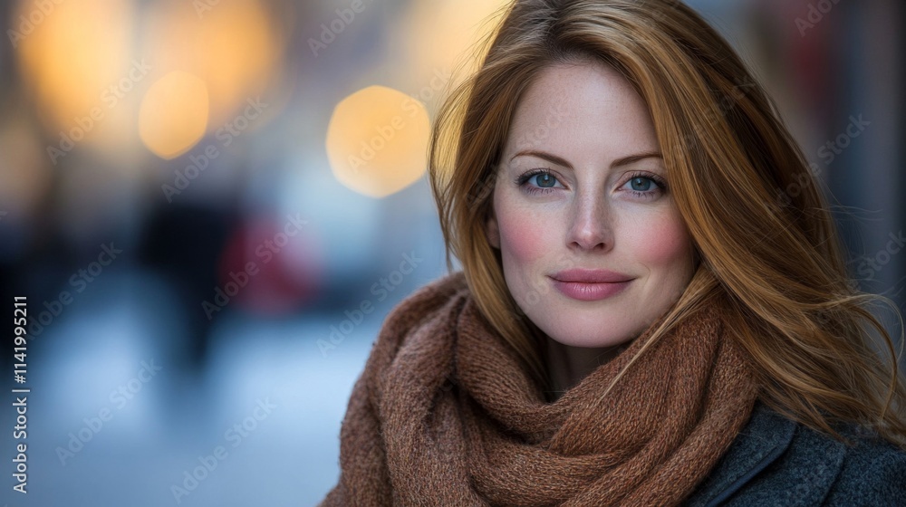 Woman with Red Hair Wearing a Brown Scarf Woman with Red Hair Wearing a Brown Scarf