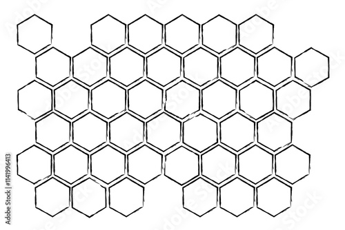 Propolis Honey comb. Honeycomb structure. Honey, pollen, wax, parchment and bee products in sketch style. Stock vector illustration isolated on a white background.