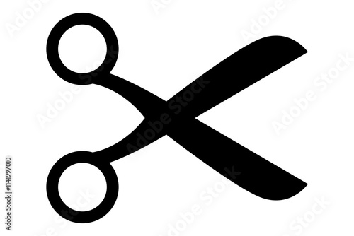 Scissors icon logo. Simple silhouette of open scissors. Scissors cut out logo icon. Stock vector illustration isolated on white background.