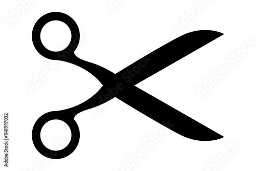 Scissors icon. Simple silhouette of open scissors. Scissors logo icon. Stock vector illustration isolated on white background.