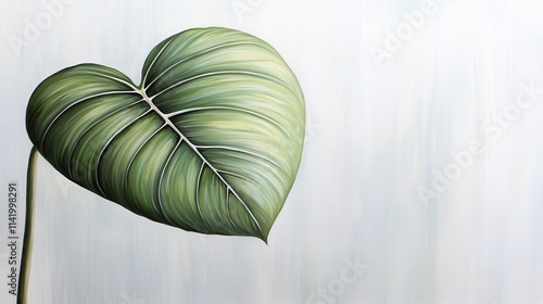 Heart-Shaped Green Leaf Isolated on Soft Light Background