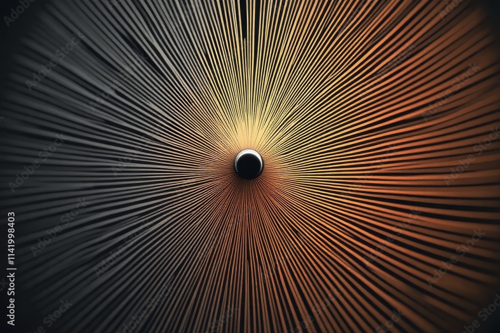 Obraz premium Geometric radial pattern in golden brown tones creating an optical illusion effect