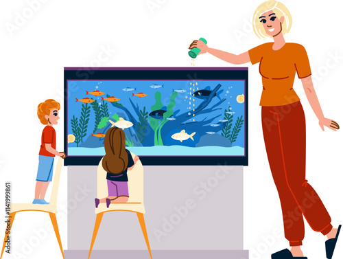 tank home aquarium vector. filter heater, substrate lighting, maintenance freshwater tank home aquarium character. people flat cartoon illustration