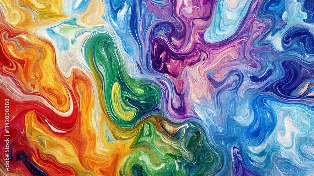 Abstract swirling vibrant colors digital painting fluid art style. AI Generated Abstract swirling vibrant colors digital painting fluid art style. AI Generated