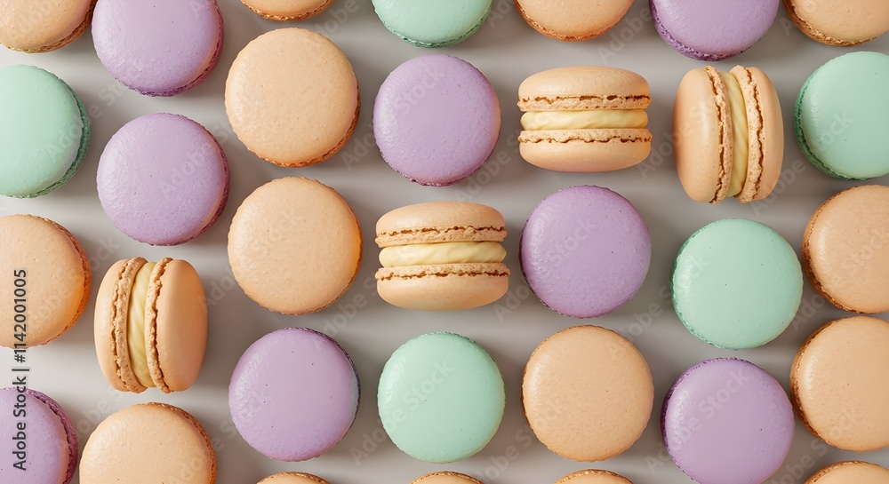 Obraz premium colorful macaroons on a wooden table