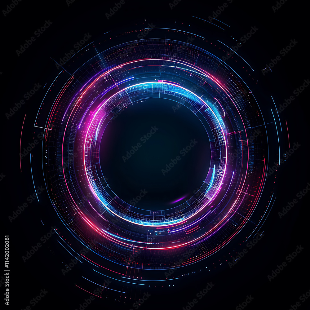 Digital tech circle on dark background Digital tech circle on dark background
