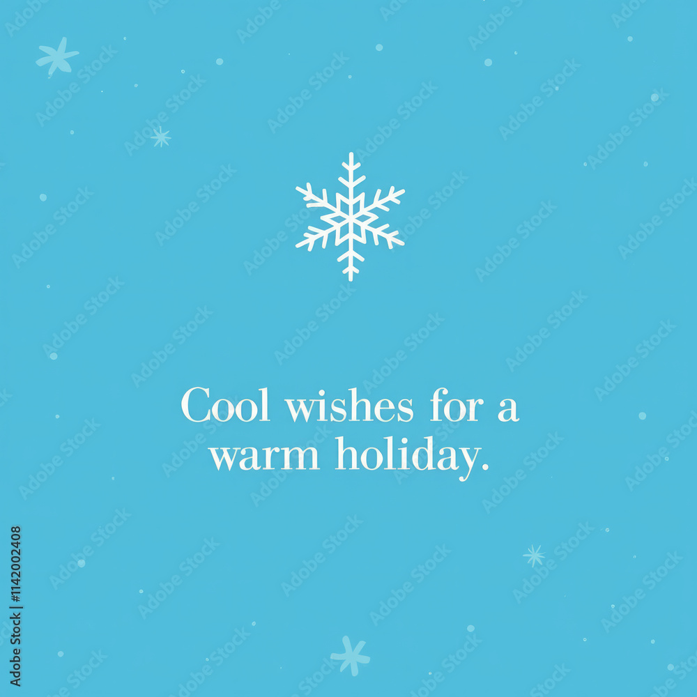 Arctic Blue Christmas Card with a White Snowflake at the Top Arctic Blue Christmas Card with a White Snowflake at the Top