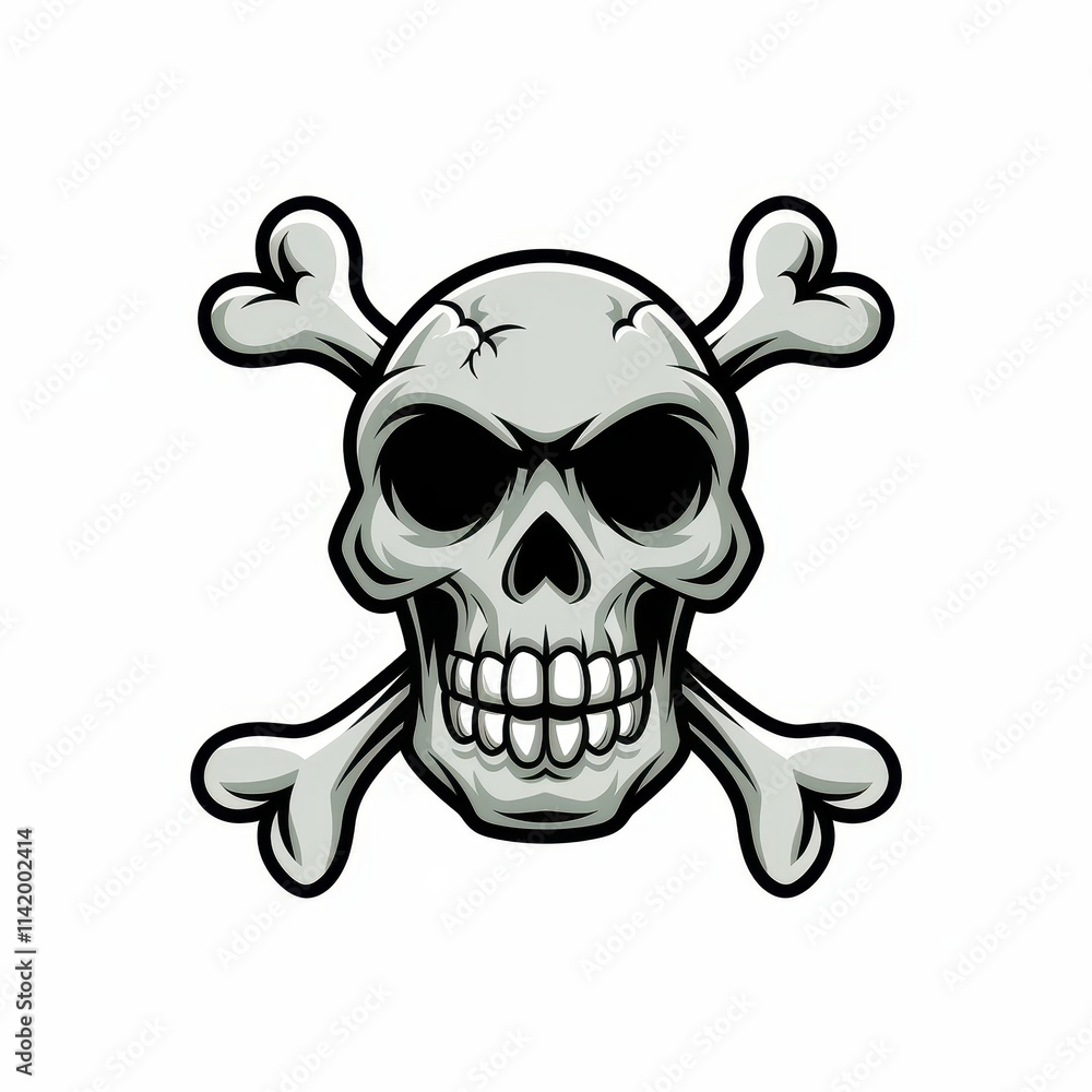 A menacing skull with crossed bones graphic design A menacing skull with crossed bones graphic design