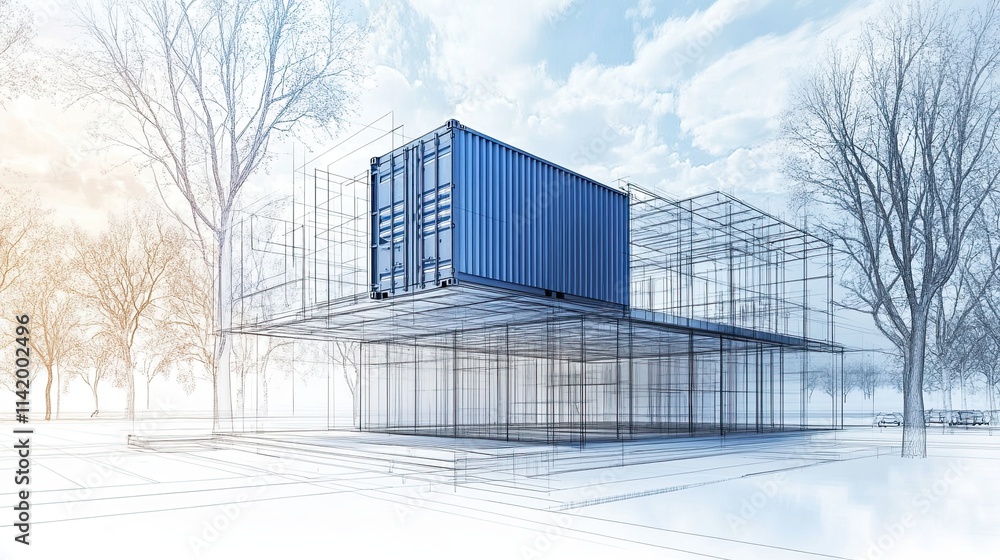 A Contemporary Fusion: The Interplay of Industrial Aesthetics and Sustainable Living in a Container-Based Architectural Marvel A Contemporary Fusion: The Interplay of Industrial Aesthetics and Sustainable Living in a Container-Based Architectural Marvel
