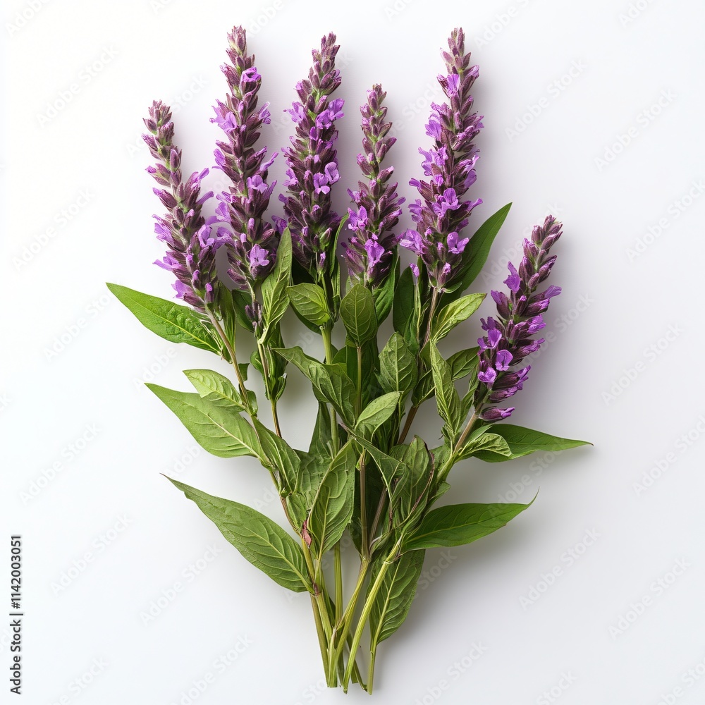 Fototapeta premium Purple Wildflowers Bouquet on White Background