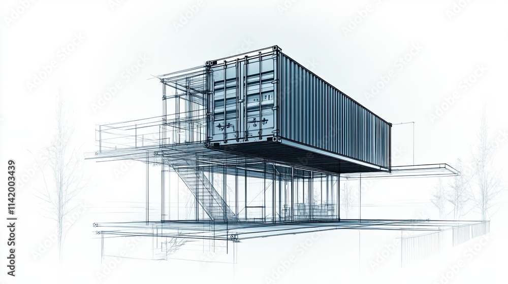 A Contemporary Fusion: The Interplay of Industrial Aesthetics and Sustainable Living in a Container-Based Architectural Marvel A Contemporary Fusion: The Interplay of Industrial Aesthetics and Sustainable Living in a Container-Based Architectural Marvel