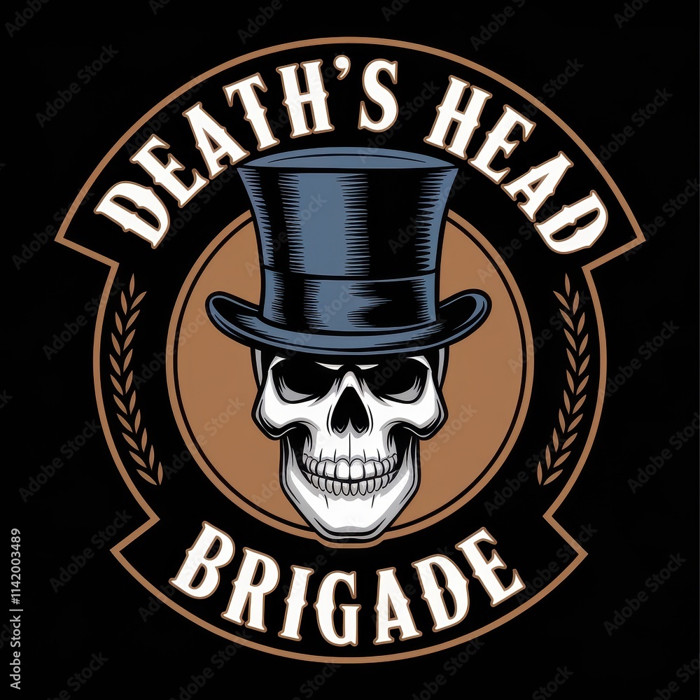Fototapeta premium Deaths Head Brigade Skull Wearing Top Hat Emblem