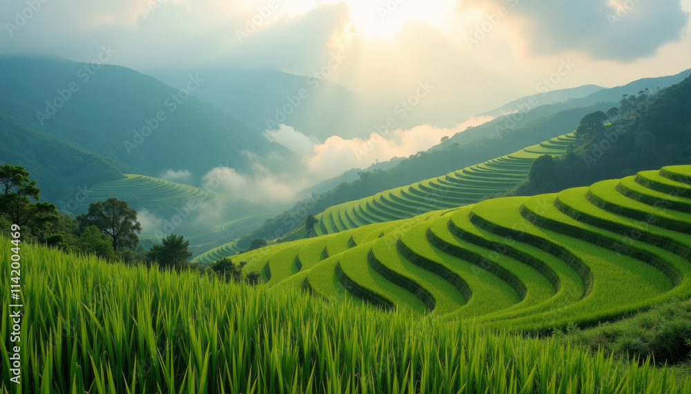 Breathtaking Terraced Rice Paddies in the Mountains Breathtaking Terraced Rice Paddies in the Mountains