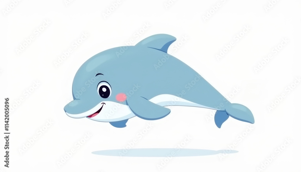 Cartoon image of a cheerful baby dolphin with a friendly smile on white background Cartoon image of a cheerful baby dolphin with a friendly smile on white background