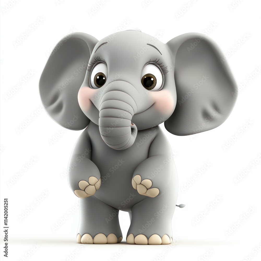 3D cartoon elephant portrayed cute, on a white backdrop. 3D cartoon elephant portrayed cute, on a white backdrop.