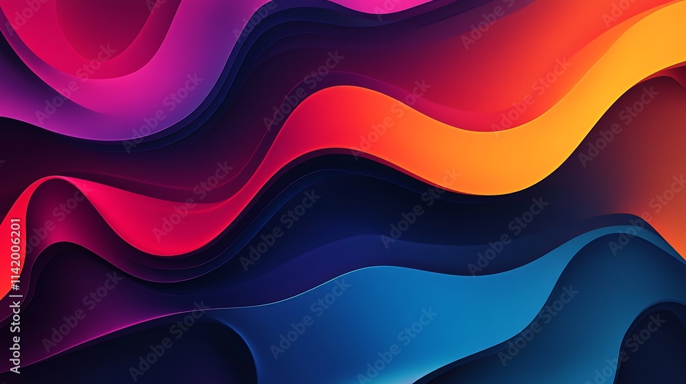 Obraz premium Flowing brightly colored abstract vector art. AI Generated