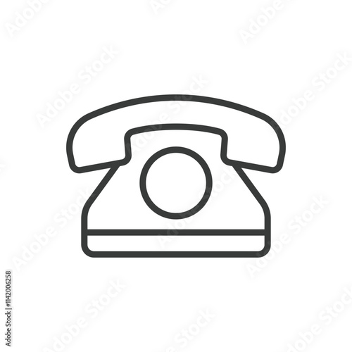 Old phone, icon in line design. Old, phone, vintage, retro, communication, classic, dial on white background vector. Old phone editable stroke icon