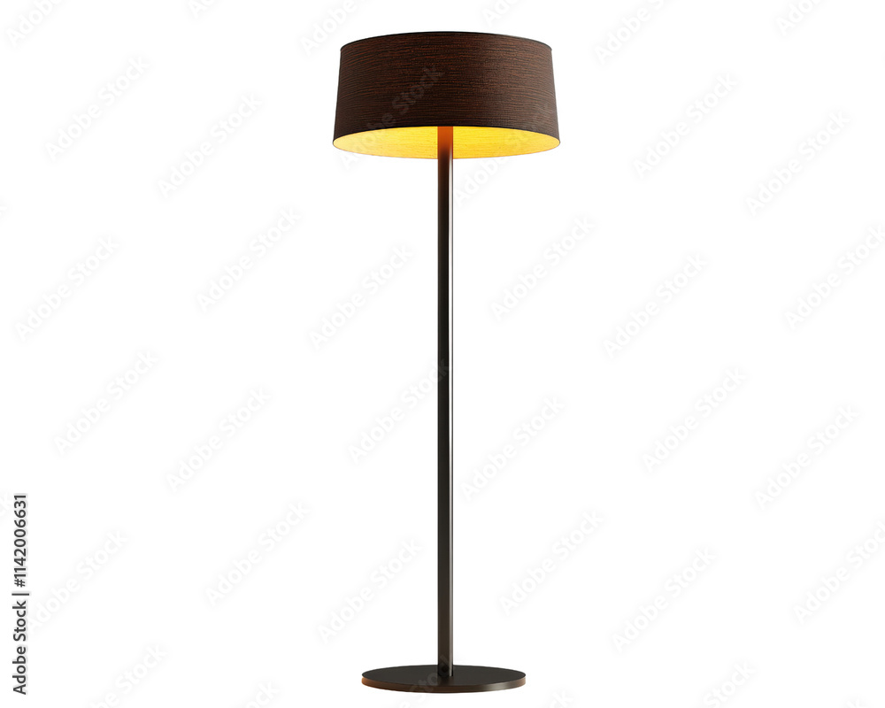 Modern floor lamp with wooden shade and warm light, perfect for home decor. This stylish lamp adds elegance to any room, creating cozy atmosphere Modern floor lamp with wooden shade and warm light, perfect for home decor. This stylish lamp adds elegance to any room, creating cozy atmosphere