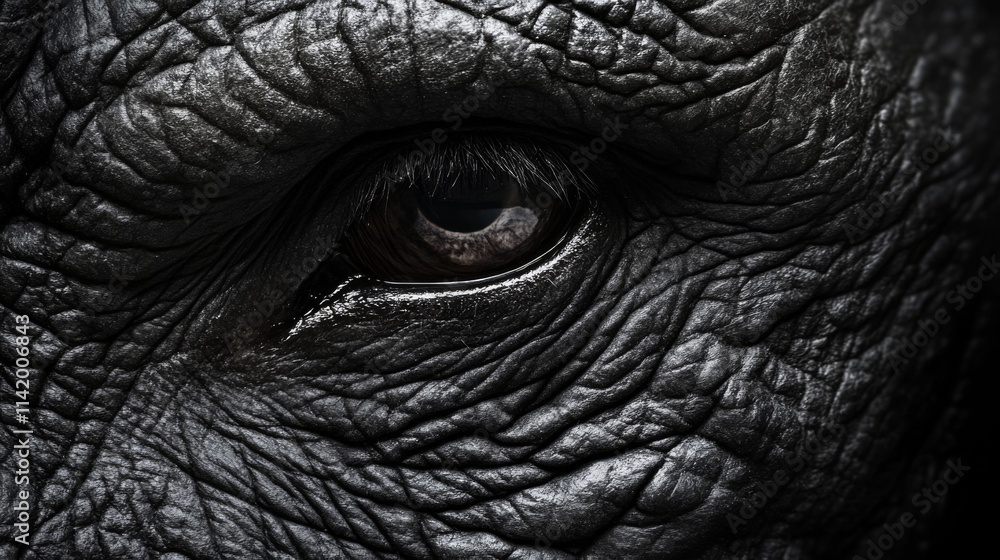 Close-up of an elephant eye with detailed skin texture Close-up of an elephant eye with detailed skin texture