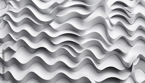 High-Key Wave Patterns: Abstract Silver Minimalism
